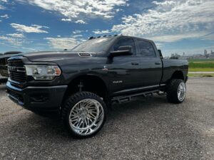 Black trucks with new wheels